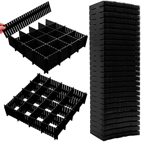 45 Pack Drawer Dividers, Plastic Adjustable Drawer Storage Organizer for Tidying Clutter Socks, Underwear, Makeup, Kitch