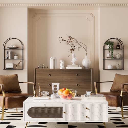 Crofy 3-Tier Arched Wall Shelf with Black Frame & Transparent Shelves