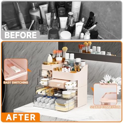 SuoXing Makeup Organizer for Vanity,Large 6 Drawers Make up Organizers for Counter,Plastic Cosmetic Storage Organizer fo