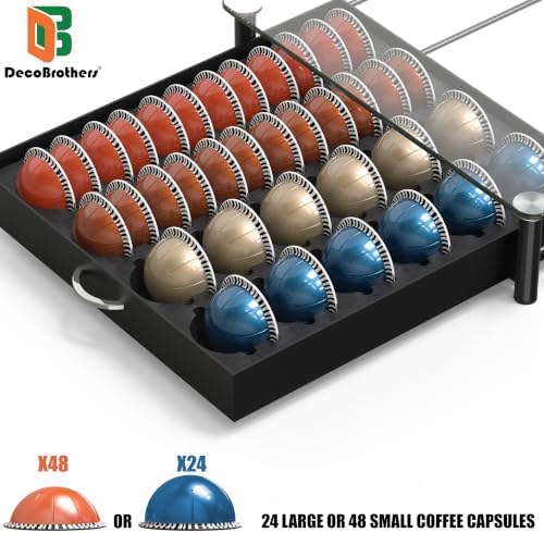 Deco Brothers Tempered Glass Vertuo Pod Holder, Fits 24 Large/48 Small Pods