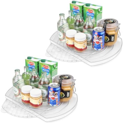 Lazy Susan Turntable for Refrigerator, Square Turntable Organizer for Fridge Cabinet, Pantry, Countertop (15.3" x 11.1" 