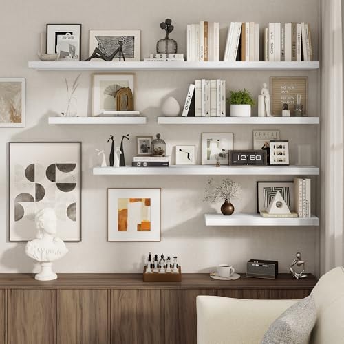 Fun Memories 55 Inch Floating Shelves for Wall 2 Pack Shelves for Bedroom|Kitchen|Bathroom Wall Mounted Rustic Wood Floa