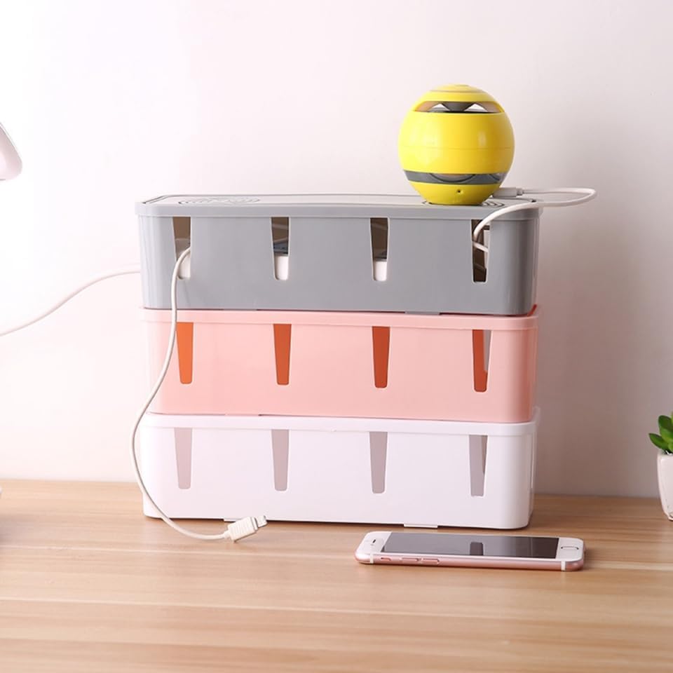 Cabilock Plug Socket Safety Box Cable Organizer with Childproof Cover Cord Storage Box 10.43X3.74X2.75 Inch Wire Managem