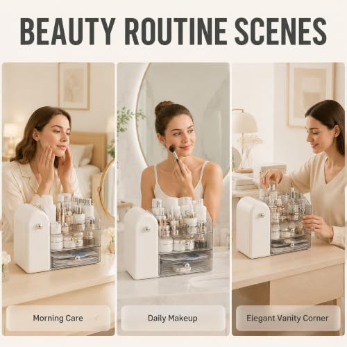 Azurphoric Hair Accessories Organizer with Hair Brush Holder, Rotatable Makeup Brush Holder for Necklaces, Earring, Brac