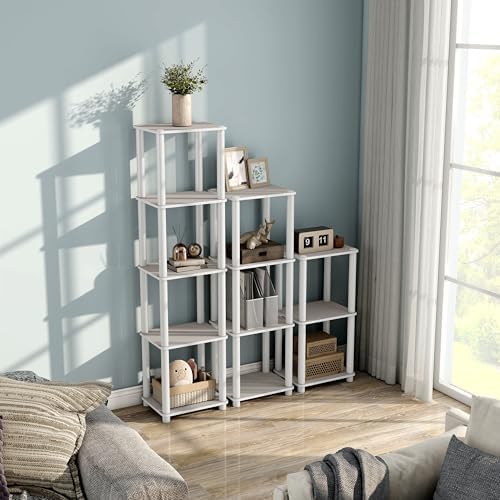 Homes: Inside + Out Apexa Modern 4-Tier Narrow Shelving Units, Collectibles Display Shelves, Easy Assembly Standing Shel