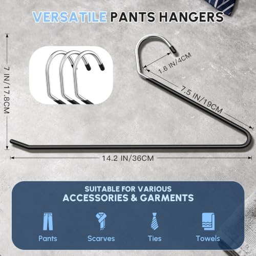 24pc Non Slip Open-Ended Pants Hangers, Metal Space Saving Jean Hangers