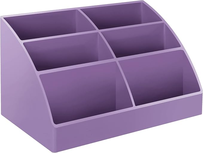 Acrimet Desktop Organizer - Easy Organizer Caddy Holder for Office, Home and School use (Plastic) (Solid Purple Color) | Slant Design, Scrunch Holder & Stationery Accessories