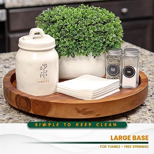 TIDITA 10" Wooden Lazy Susan Organizer for Cabinet, 360° Rotation, High Rim
