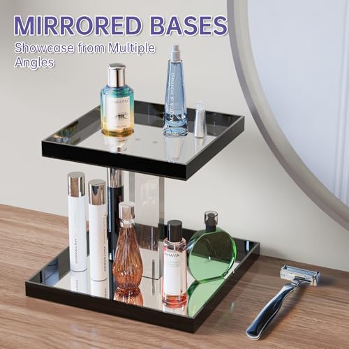NiHome Perfume Organizer 2-Tier Acrylic Cologne Vanity Makeup Holder, Black