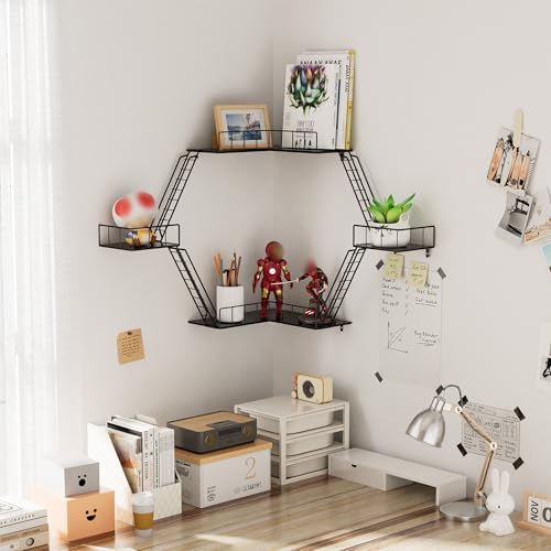 Fire Escape Wall Shelf - New York Fire Escape Shelf, Knick Knack Shelf for Figures, 3-Tier Corner Floating Shelves, Meta