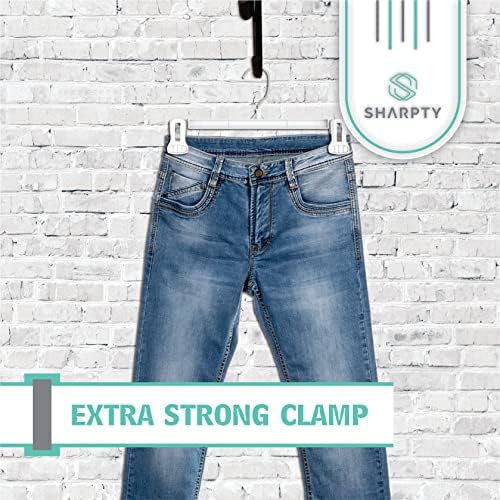 Sharpty Pant & Skirt Hangers - Closet Hangers for Shorts, Shirts, Jeans, Dresses, Slacks, Coats, Clothes, Clothing, Garments & More - Durable, Space Saving & Non-Slip, White - 10 Pack