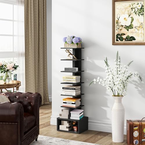 TUTOTAK Book Shelf, Narrow Spine Bookshelf, 8-Tier Bookcase for Small Space