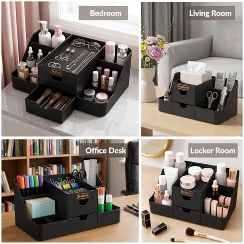 Cologne Organizer for Men with Drawers, Vanity Makeup Storage,black