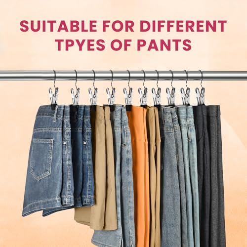 50 Pack Pants Hangers with Clips,Legging & Jean Hangers for Closet Hanging