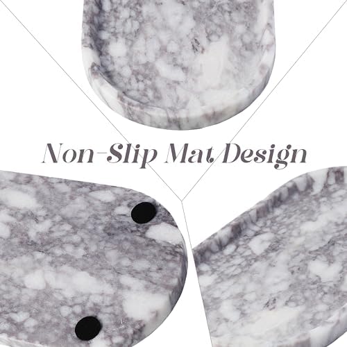 Koville Real Luxurious Natural Marble Vanity Tray, 10"x5" Calacatta Viola Marble Catchall Tray for Bathroom, Stone Perfu