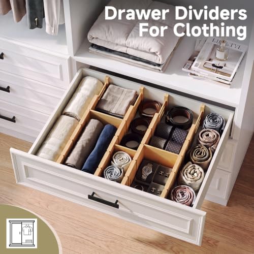 Deep Drawer Dividers For Clothes,Expandable Drawer Organizer (4, Long)