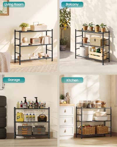 SONGMICS 3-Tier Storage Rack, Steel Wire Shelving Unit, Easy Assembly