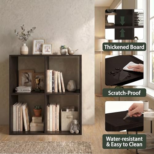 WannabeMyself【Easy Assembly】 4 Cube Storage Organizer with Anti-Tipping Kits,Reversible Open Back Book Shelf, Bookcase f