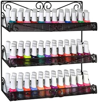 AMT 3 Tier Nail Rack, Pack Metal Wall Mount Organizer, Essential Oils Organizer, Pantry Cabinet Door Shelf Storage. Hang