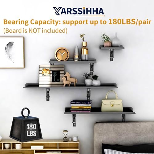 Yarssihha 12 Inch Folding Shelf Bracket, 2 Pack Heavy Duty Wall Mounted Foldable Brackets, Space-Saving Metal Collapsibl