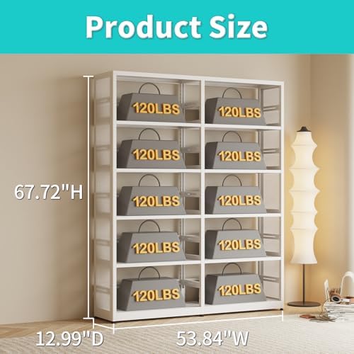 SteeLoong 5 Tier Bookshelf -Metal Bookcase with 4 Adjustable Shelves