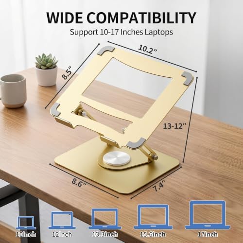 ALASHI Laptop Stand for Desk with 360° Rotating Base, Multi-Angle Adjustable Laptop Stands, Foldable Laptop Riser Compat