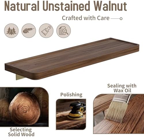 Danpoo 16 Inch Bathroom Shelves, Small Floating Shelf for Wall, Wooden Shelf for Bathroom, Living Room, Kitchen