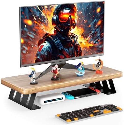 Monitor Stand - 24 Inch Wood Monitor Stand Riser, 220 Pounds Load Capacity Desk Monitor Riser for Laptop/PC/Printer, Des