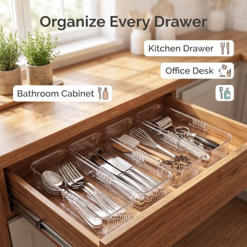 4-Pack Expandable Utensil Drawer Organizer