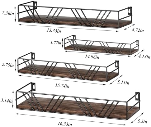 Amaoot Floating Shelves for Wall Set of 4, Wall Shelf Wood Floating Shelf