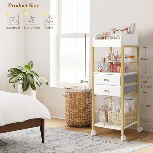 Makeup Organizer, Floor Skincare Organizers Make Up Organizers and Storage with Drawers, Vanity Organizer Cosmetics Disp