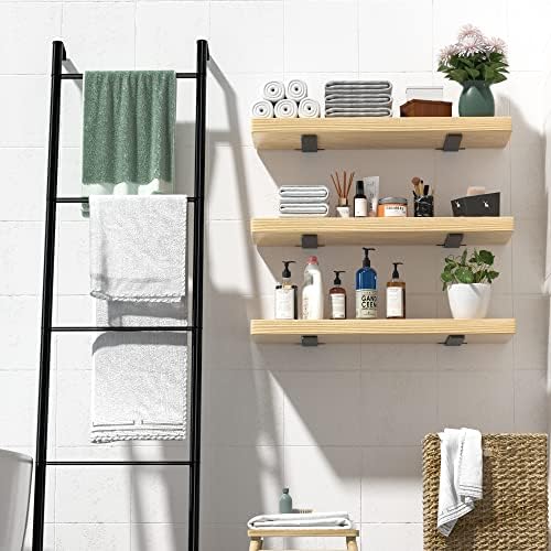 Floating Shelf Brackets 8 Inch 6 Pack, Hidden L Brackets for Shelves Black