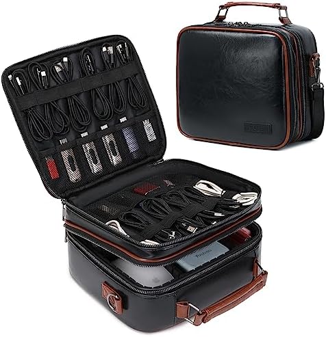 KYALOU Electronics Travel Organizer, Large Electronic Accessories Cable Case with Adjustable Dividers, Waterproof Tech S