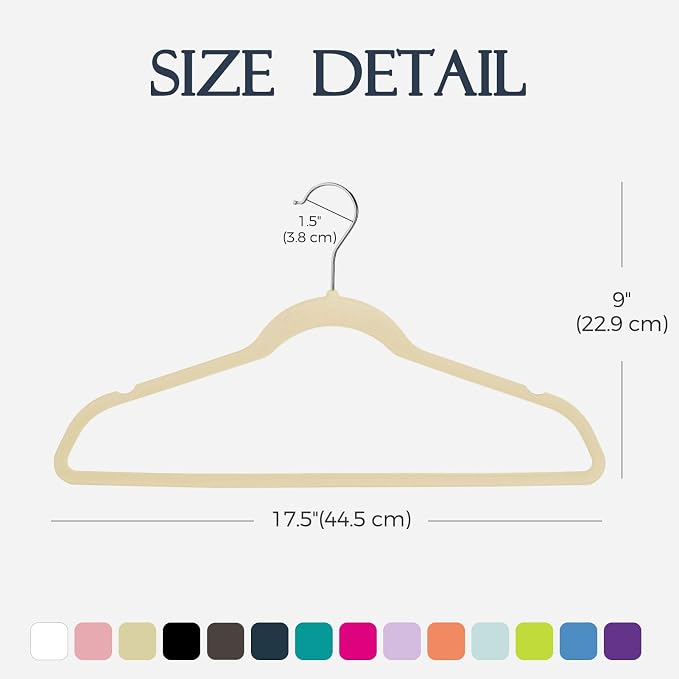 HOUSE DAY Beige Velvet Hangers 60 Pack, Non Slip Clothes Felt Hanger Heavy Duty for Coat, Premium Slim Space Saving Suit Hangers for Closet Organizer, 360° Rotating Silver Hook