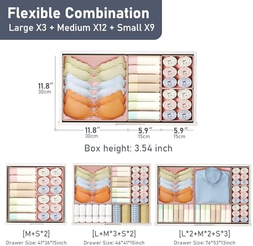 DIMJ Drawer Organizer Clothes Storage - 24 Pack Baby Dresser Organizer for Nursery, Small Fabric Closet Drawer Organizer