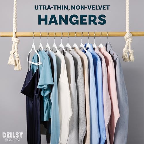 DEILSY™ Non-Velvet Thin Hangers Space Saving White Hangers 50 Pack