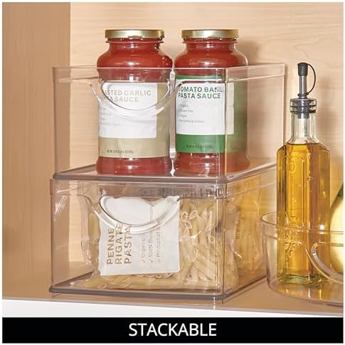 iDesign Plastic Stackable Kitchen Cabinet Storage Bin, Clear