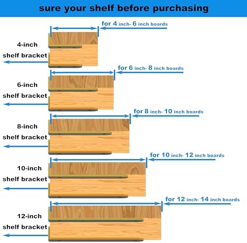 Eurydice Heavy Duty Floating Shelf Brackets, 1/4 in Thick 6 in 6Pack Gold