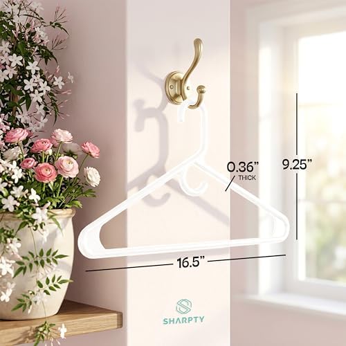 Heavy Duty Clothes Hangers, 36 Pack - Space Saving, Ultra Strong White Plastic - Hang Your Belt, Pants, Coat, Shirt, Shorts, Jeans, Sweater and More - Bulk Closet Storage for Adults Clothing