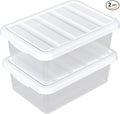 14 Quart Plastic Stackable Storage Box, Clear Latching Bin with White Lid, 2 Pack