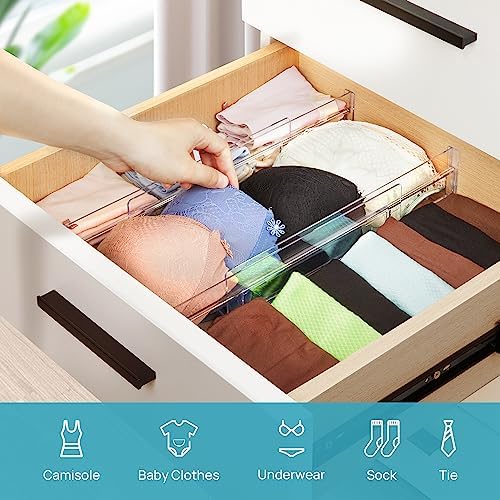 Vtopmart Drawer Dividers Organizers 8 Pack, Adjustable 3.2" High Expandable from 12.2-21.4" Kitchen Drawer Organizer, Cl