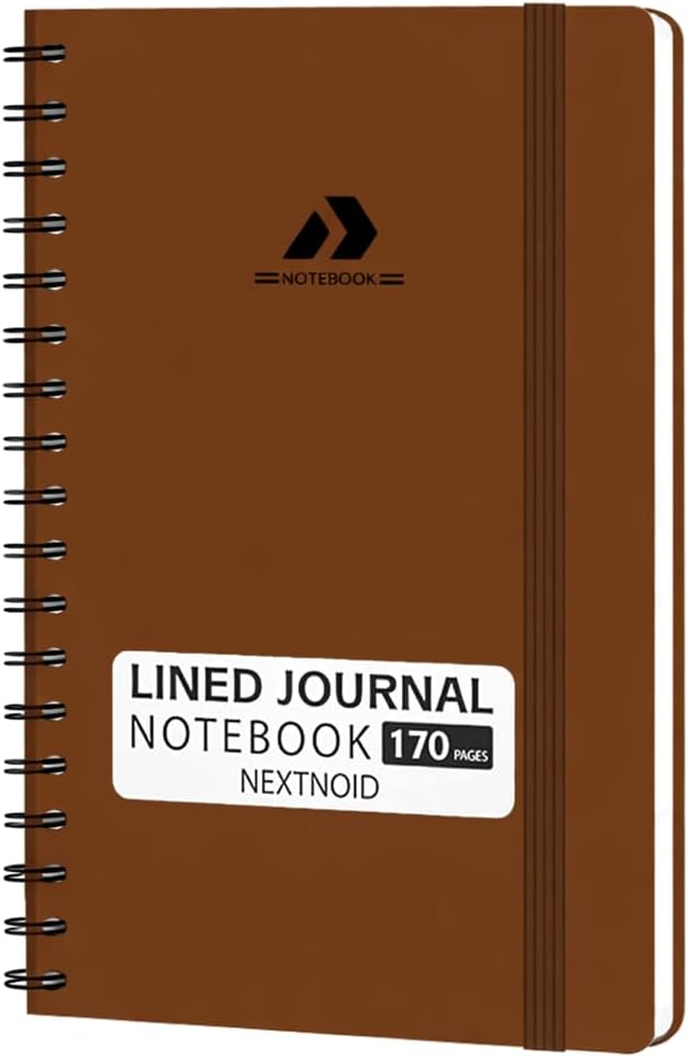 Nextnoid Lined Spiral Notebook Journal For Women & Men - A5(5.8" x 8.3") 170 Pages, Hardcover Notebooks for Work & Note Taking, College Ruled Journals for Writing - Brown