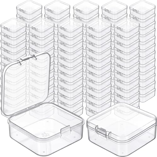 Jetec 120 Pieces Small Clear Plastic Storage Box, 1.7 x 1.7 x 0.8 Inch