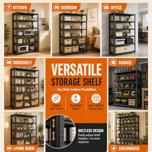 2-Tier Metal Bookshelf, Modern Industrial Bookcase, Adjustable Book Shelf, Heavy Duty Storage Shelf for Books & Display,