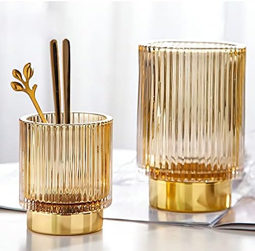 DASITON Makeup Brush holder Organizer,Crystal Cosmetic Makeup Brush Glass Brushes Storage Holder, Vintage Make Up Brush 