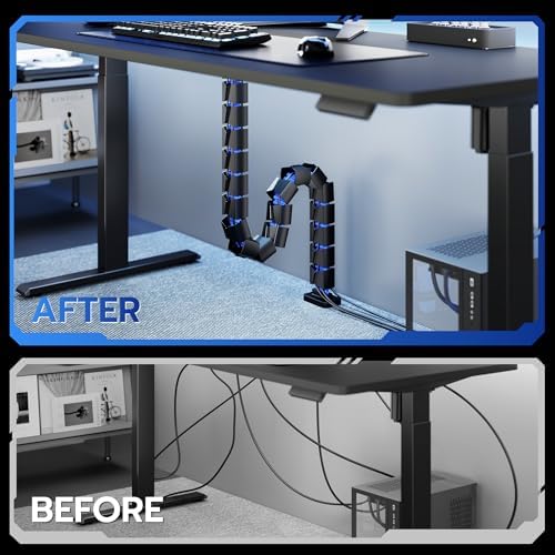 ARES WING Under Desk Cable Management Spine, Screw-On Vertebrae Cord Organizer for Standing Desk, Length-Adjustable with