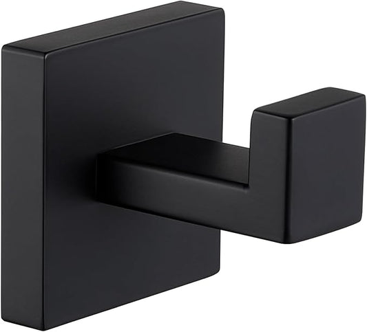 Angle Simple Towel Hook Matte Black, SUS 304 Stainless Steel Coat Robe Hook, Bathroom Hand Towel Hanger for Wall