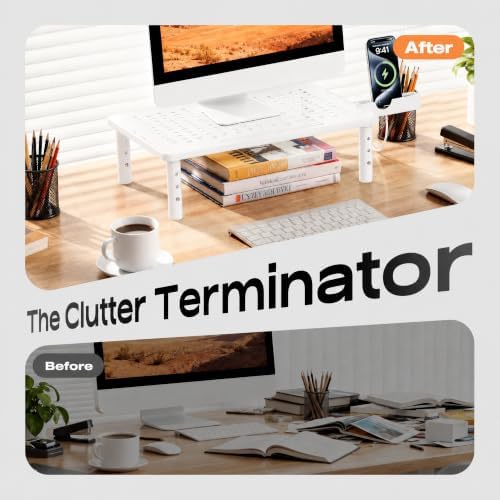 Computer Monitor Stand Riser for Desk, 3 Height Adjustable PC Laptop TV Desktop Monitor Stand Shelf, Metal Printer Table