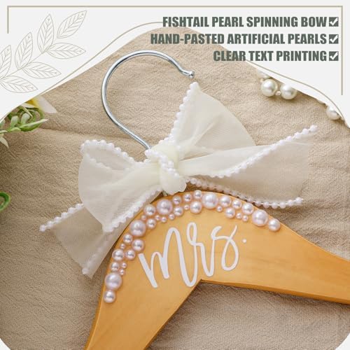 Yuntau Bride Hanger for Wedding Dress Wooden Mrs Hanger,Wood Color,Mrs