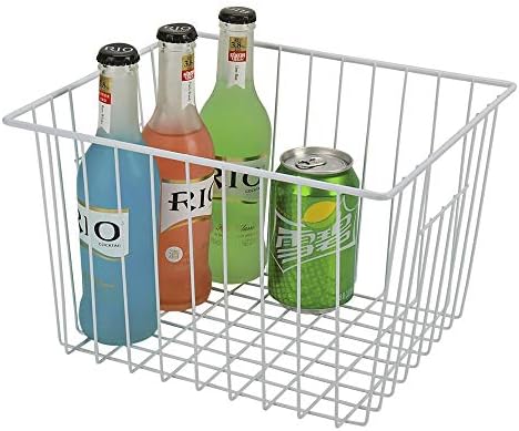Freezer Storage Organizer Basket, Refrigerator Wire Household Bins with Built-in Handles for Kitchen, Pantry, Cabinet, C